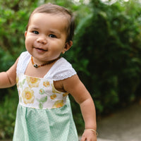 Girls Dress - 'Ilima Flower Print with Twirly Skirt and Lace -  Hawaii Floral Toddler Dress - Baby Girl Dress - Handmade in Maui, Hawaii USA