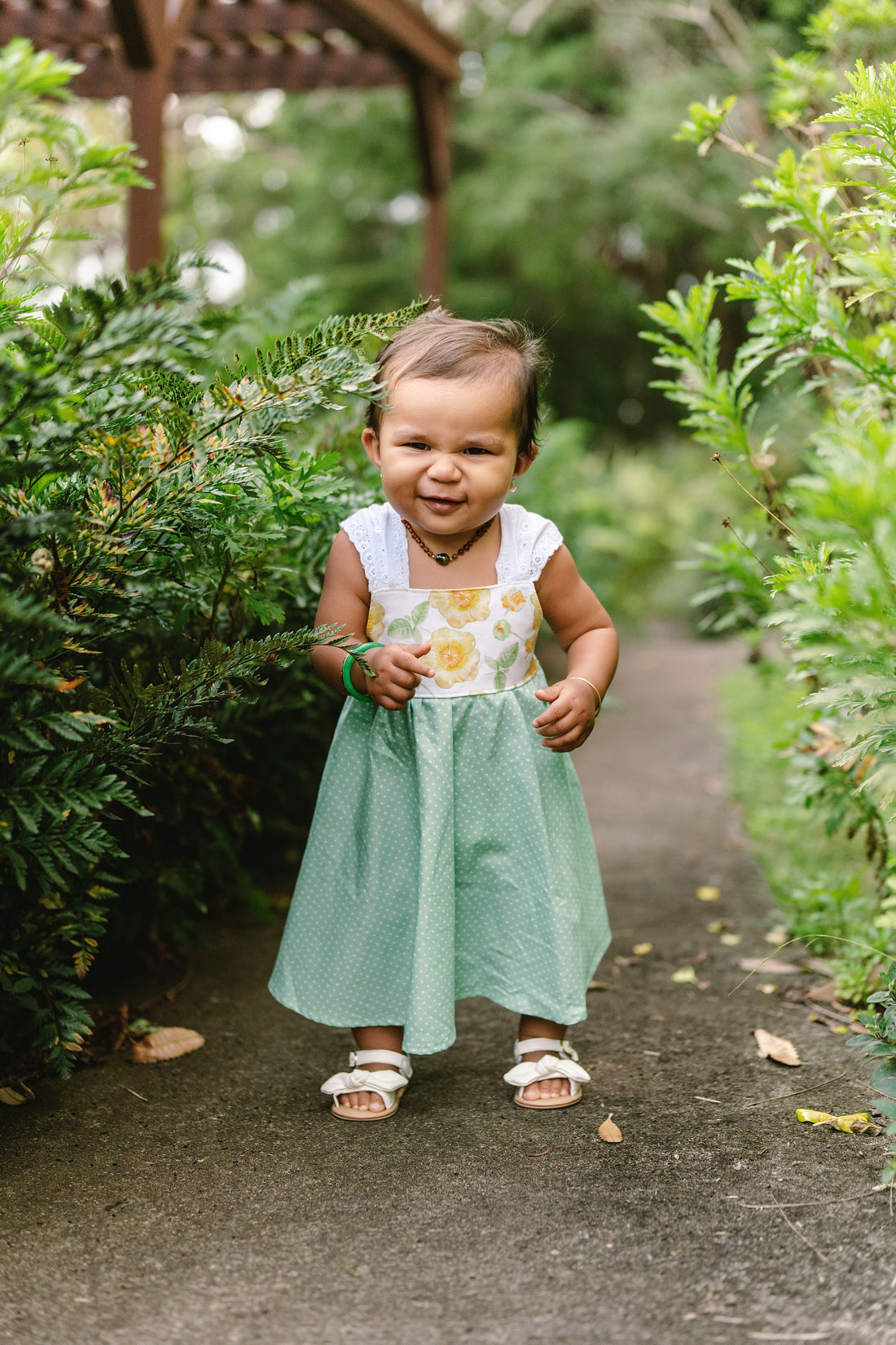 Girls Dress - 'Ilima Flower Print with Twirly Skirt and Lace -  Hawaii Floral Toddler Dress - Baby Girl Dress - Handmade in Maui, Hawaii USA