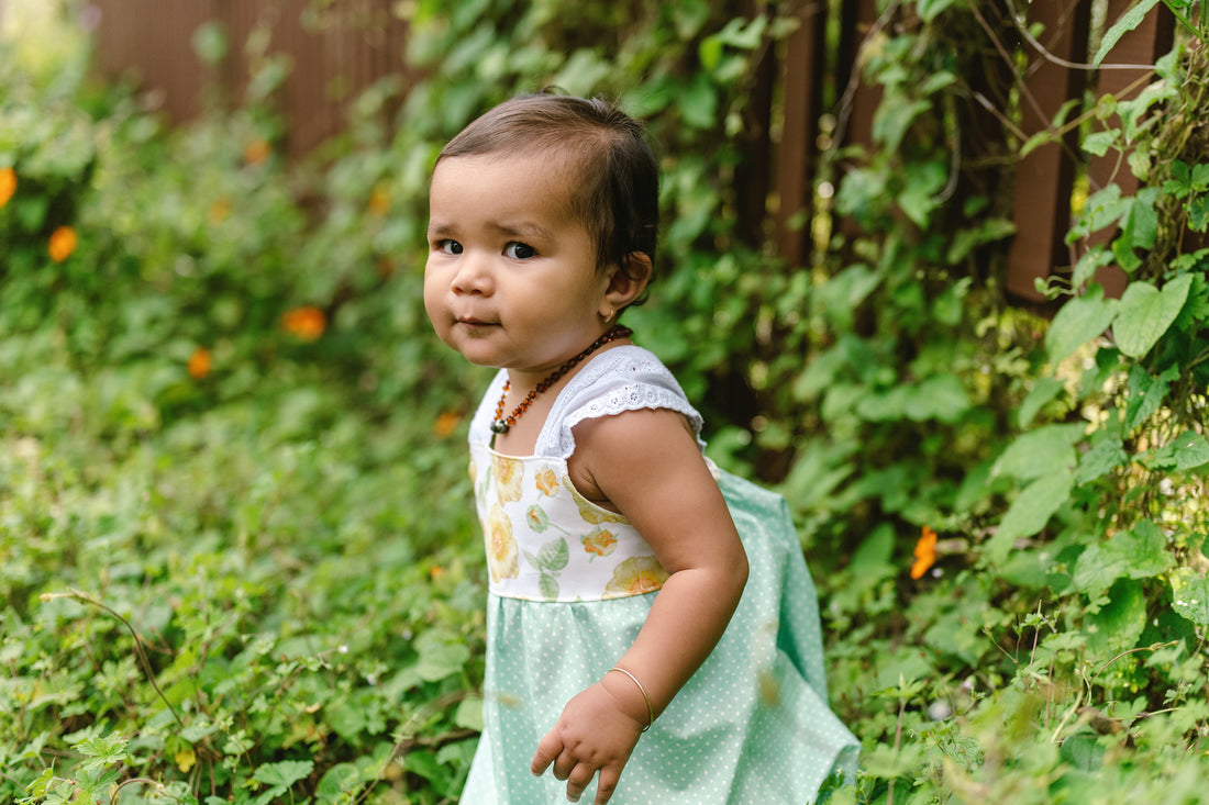 Girls Dress - 'Ilima Flower Print with Twirly Skirt and Lace -  Hawaii Floral Toddler Dress - Baby Girl Dress - Handmade in Maui, Hawaii USA