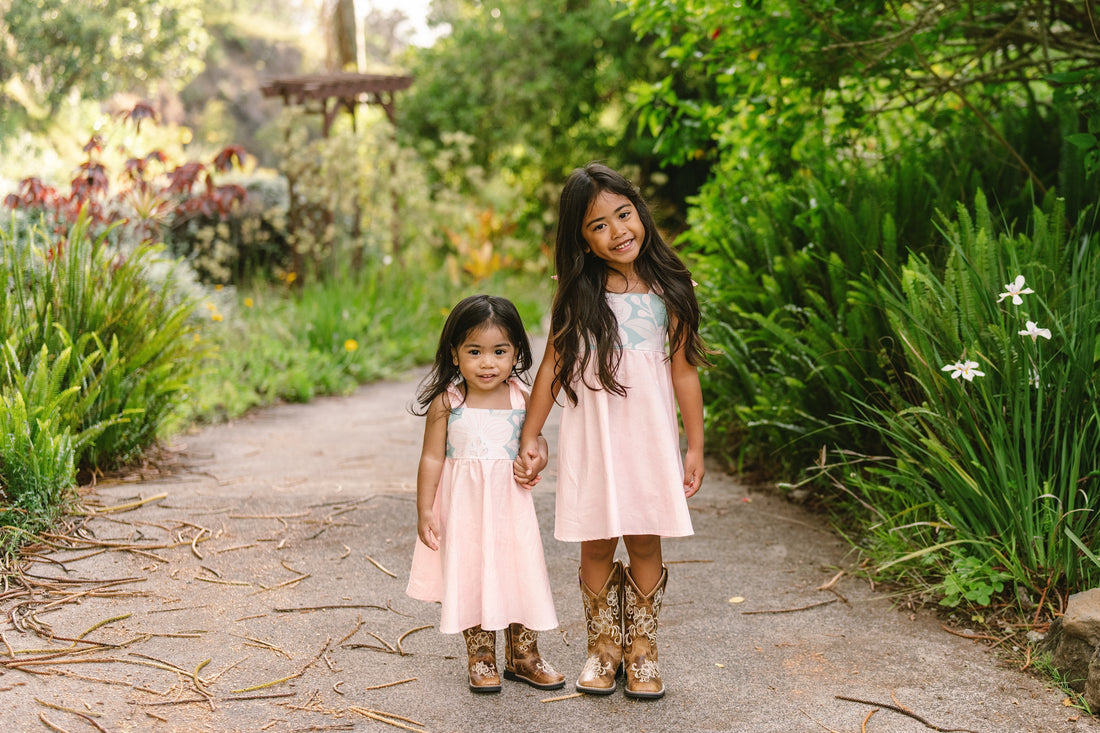 Blush Pink Orchid Twirl Dress | Adjustable Tie Strap Girls Dress