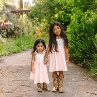 Blush Pink Orchid Twirl Dress | Adjustable Tie Strap Girls Dress
