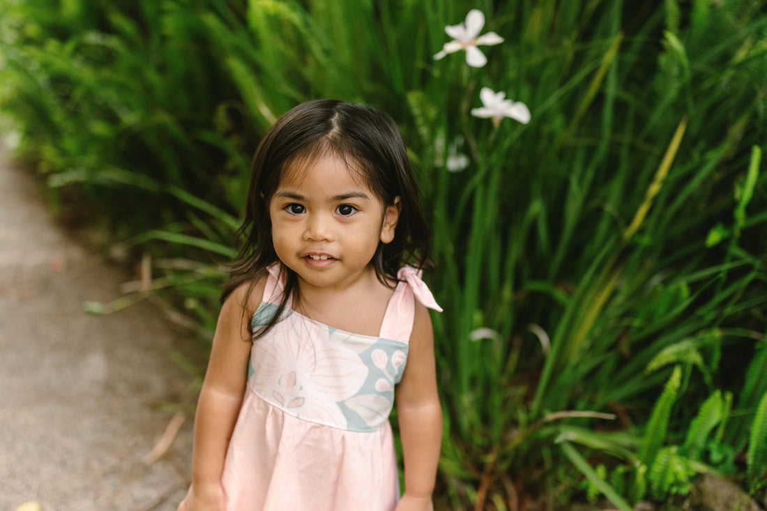 Blush Pink Orchid Twirl Dress | Adjustable Tie Strap Girls Dress