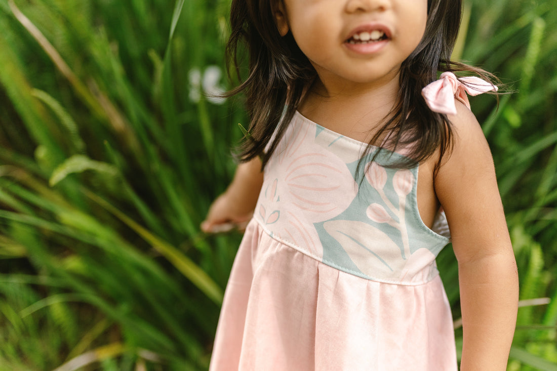 Blush Pink Orchid Twirl Dress | Adjustable Tie Strap Girls Dress