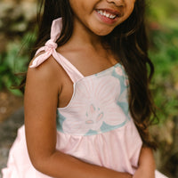 Blush Pink Orchid Twirl Dress | Adjustable Tie Strap Girls Dress