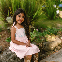 Blush Pink Orchid Twirl Dress | Adjustable Tie Strap Girls Dress