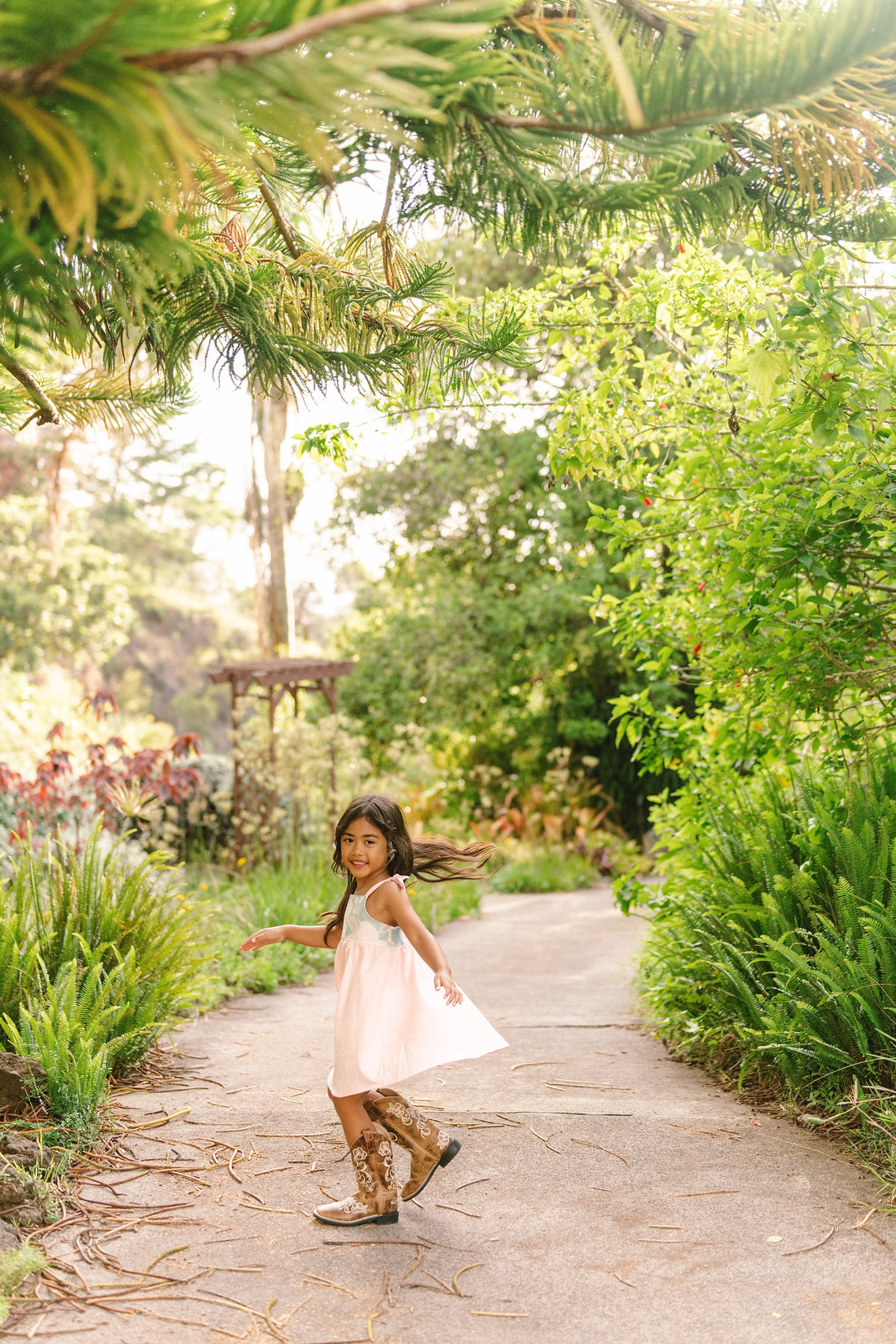 Blush Pink Orchid Twirl Dress | Adjustable Tie Strap Girls Dress