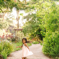 Blush Pink Orchid Twirl Dress | Adjustable Tie Strap Girls Dress