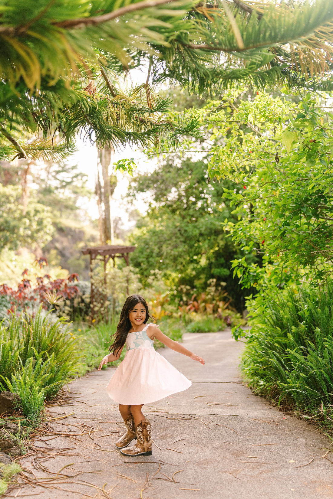 Blush Pink Orchid Twirl Dress | Adjustable Tie Strap Girls Dress
