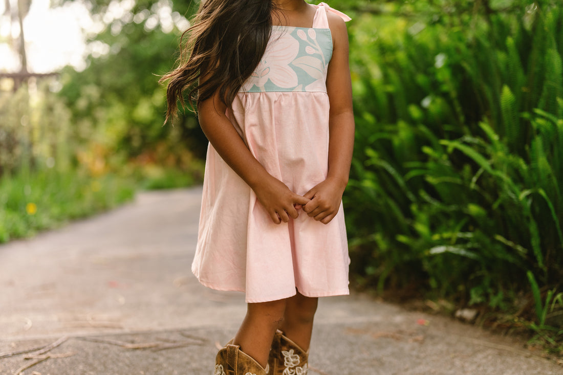 Blush Pink Orchid Twirl Dress | Adjustable Tie Strap Girls Dress