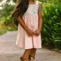 Blush Pink Orchid Twirl Dress | Adjustable Tie Strap Girls Dress