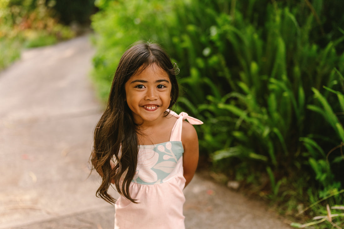 Blush Pink Orchid Twirl Dress | Adjustable Tie Strap Girls Dress
