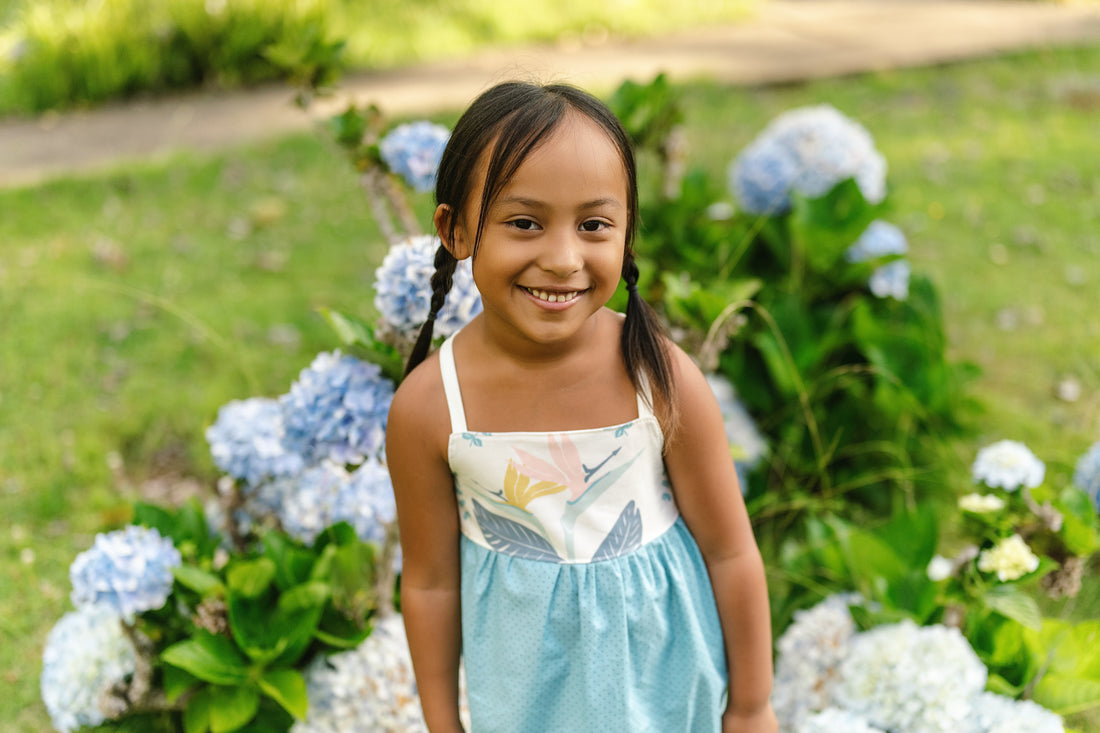 Girls Bird of Paradise Dress - Handmade Hawaiian Cotton Sundress with Fringe Trim
