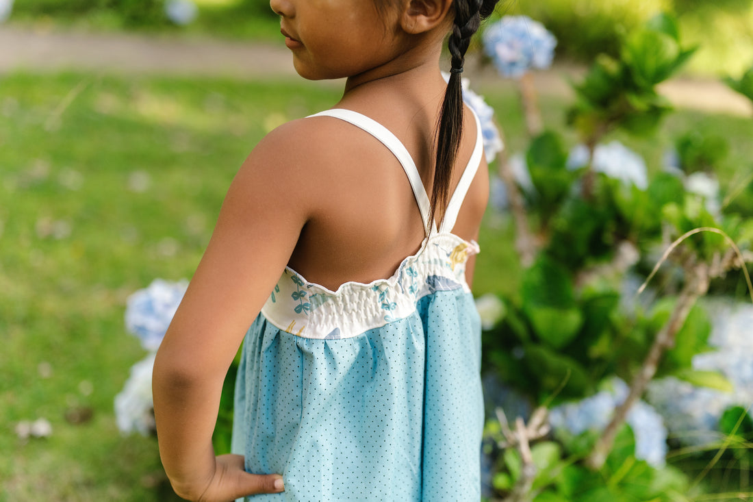 Girls Bird of Paradise Dress - Handmade Hawaiian Cotton Sundress with Fringe Trim