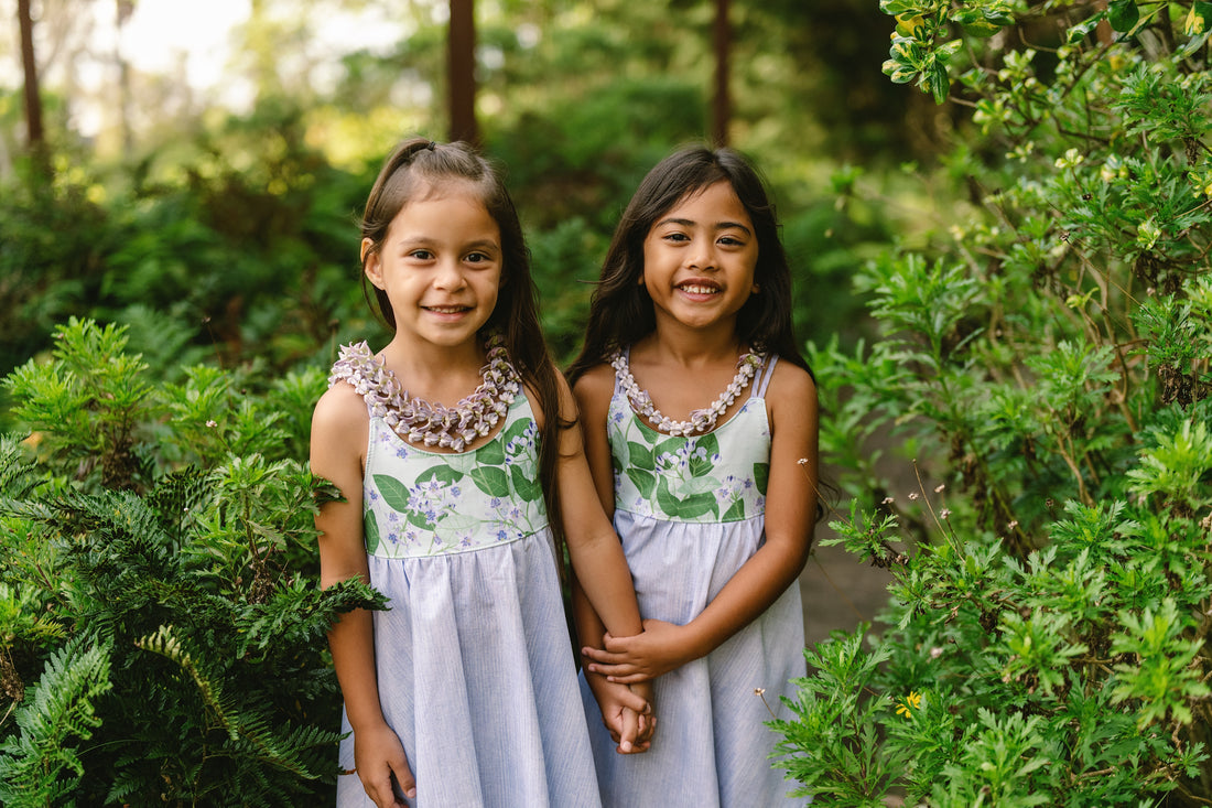 Handmade Hawaiian Girls Twirl Dress - Crownflower (Pua Kalaunu)