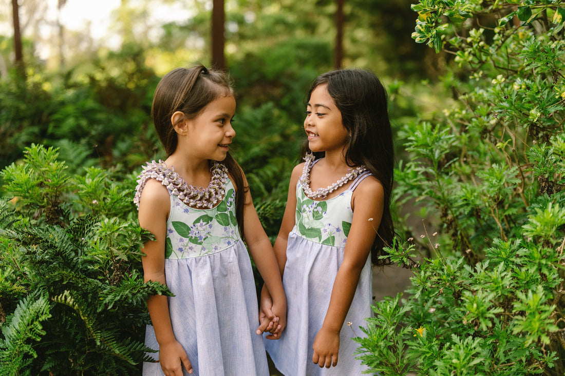 Handmade Hawaiian Girls Twirl Dress - Crownflower (Pua Kalaunu)
