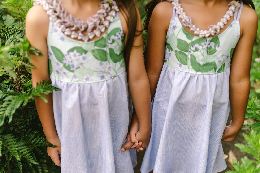 Handmade Hawaiian Girls Twirl Dress - Crownflower (Pua Kalaunu)
