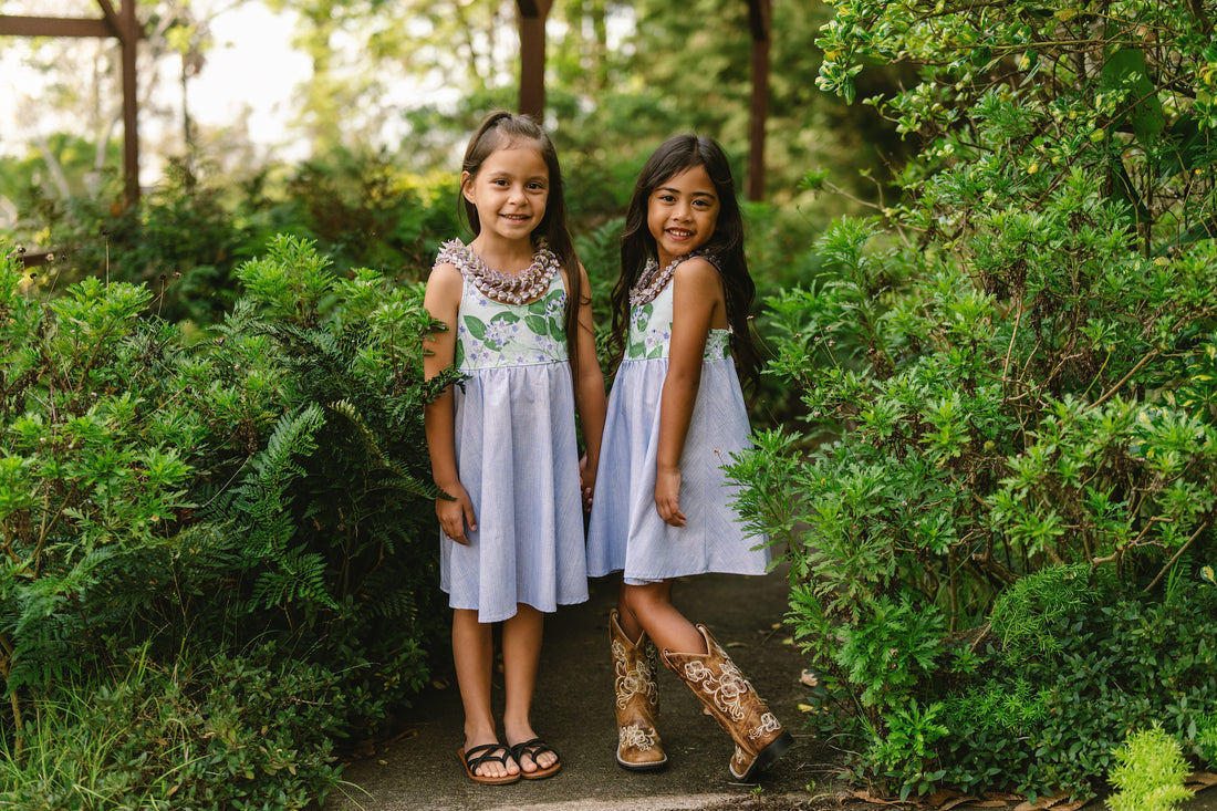 Handmade Hawaiian Girls Twirl Dress - Crownflower (Pua Kalaunu)