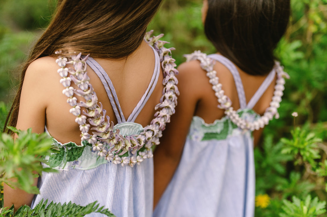 Handmade Hawaiian Girls Twirl Dress - Crownflower (Pua Kalaunu)