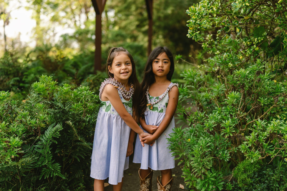 Handmade Hawaiian Girls Twirl Dress - Crownflower (Pua Kalaunu)