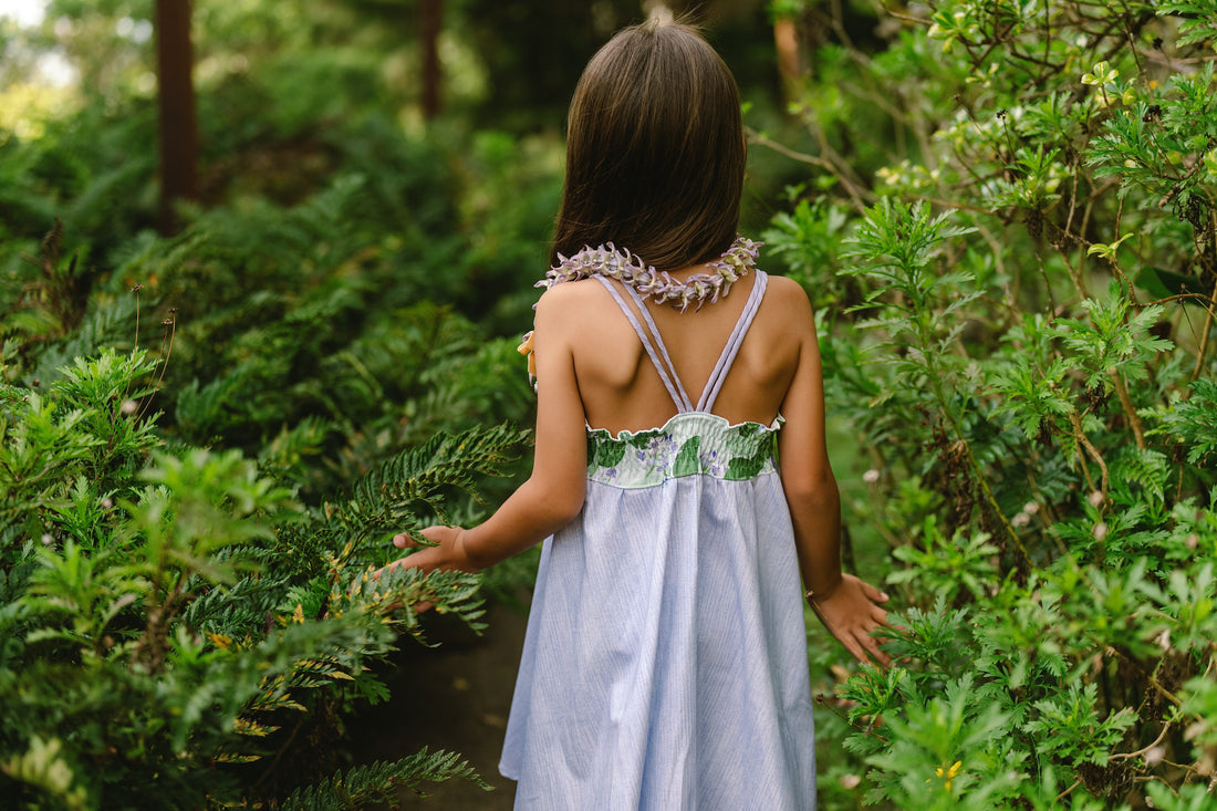 Handmade Hawaiian Girls Twirl Dress - Crownflower (Pua Kalaunu)