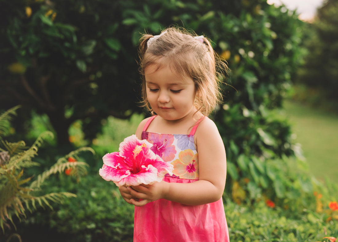 Girls Dress - Bright Multi Colored Hibiscus Print  - Toddler Dress - Baby Girl Dress - Small Batch Ethically Made in Maui, Hawaii USA