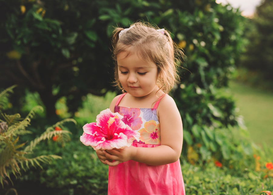 Girls Dress - Bright Multi Colored Hibiscus Print  - Toddler Dress - Baby Girl Dress - Small Batch Ethically Made in Maui, Hawaii USA
