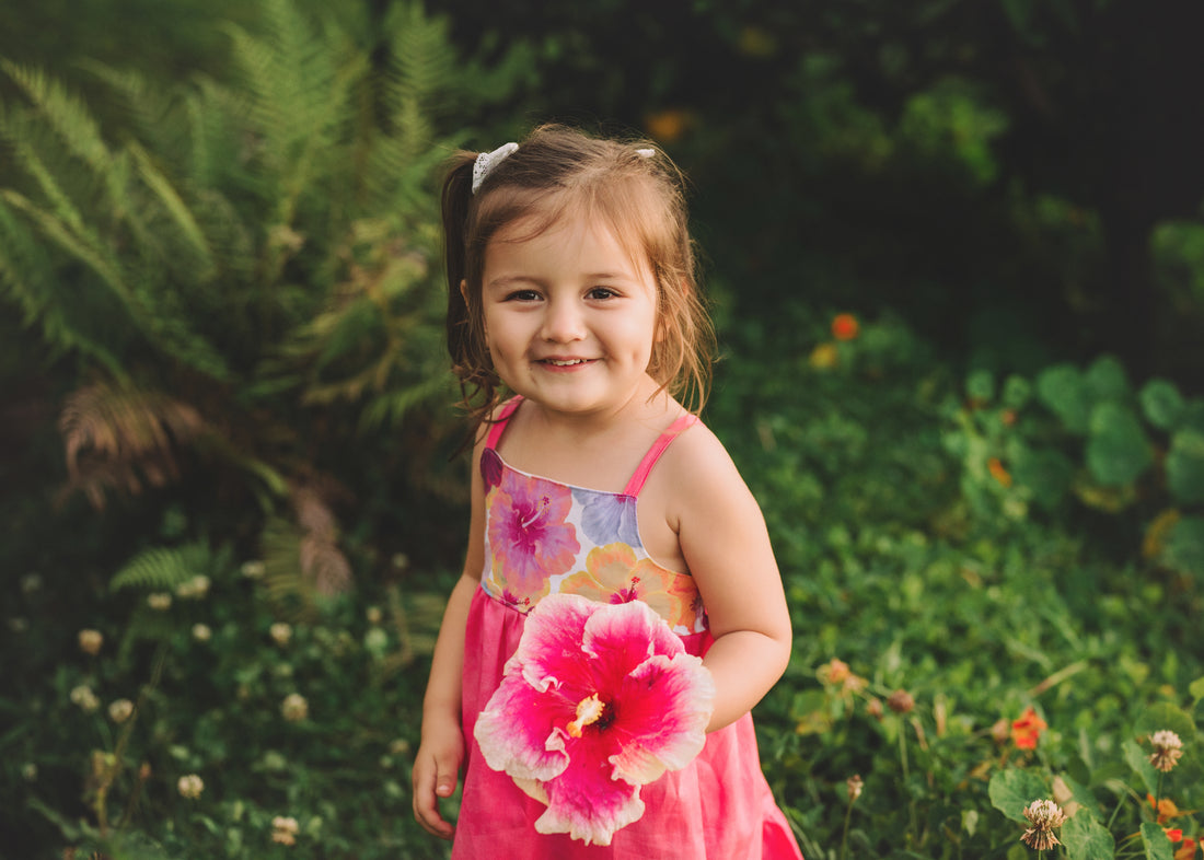 Girls Dress - Bright Multi Colored Hibiscus Print  - Toddler Dress - Baby Girl Dress - Small Batch Ethically Made in Maui, Hawaii USA