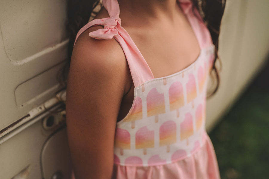 Girls Dress -  Ombre Popsicles with Pink Twirly Skirt and Adjustable Straps  - Baby, Toddler or Kid's Dress  - Handmade in Maui, Hawaii USA