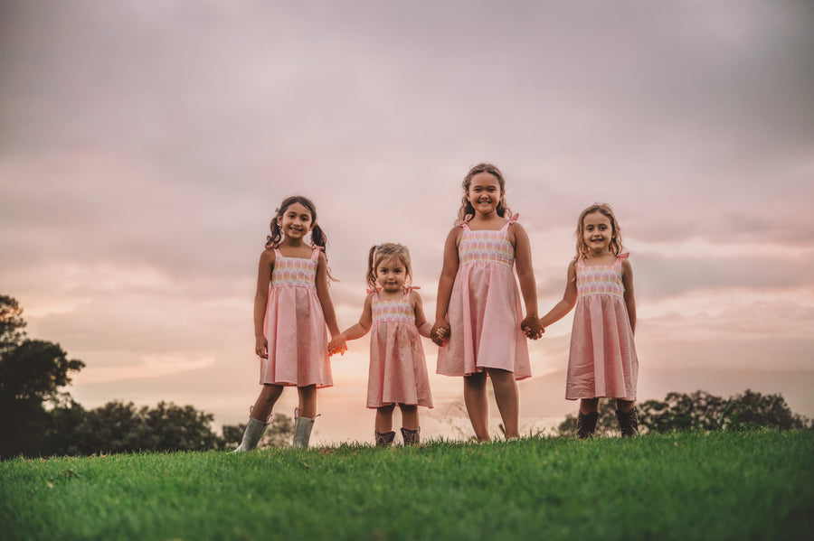 Girls Dress -  Ombre Popsicles with Pink Twirly Skirt and Adjustable Straps  - Baby, Toddler or Kid's Dress  - Handmade in Maui, Hawaii USA