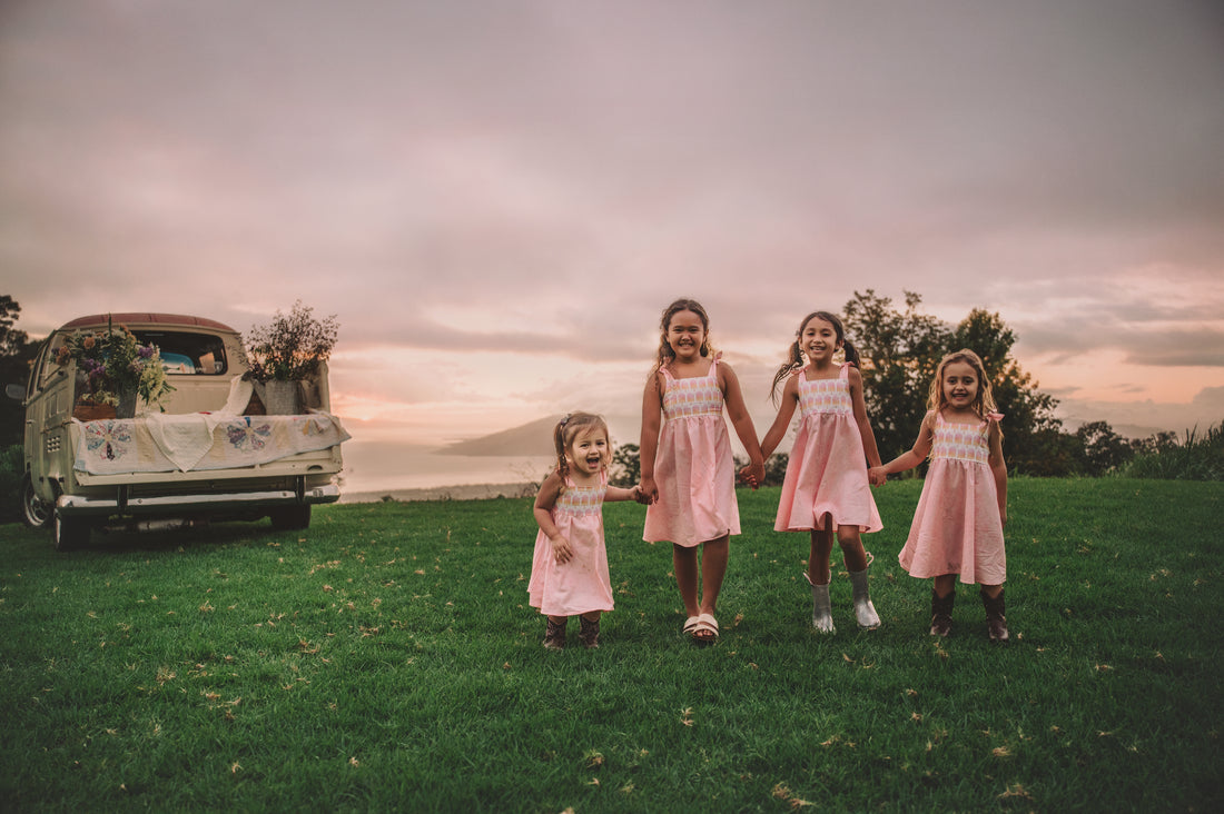 Girls Dress -  Ombre Popsicles with Pink Twirly Skirt and Adjustable Straps  - Baby, Toddler or Kid's Dress  - Handmade in Maui, Hawaii USA