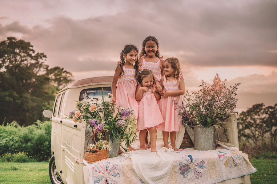 Girls Dress -  Ombre Popsicles with Pink Twirly Skirt and Adjustable Straps  - Baby, Toddler or Kid's Dress  - Handmade in Maui, Hawaii USA