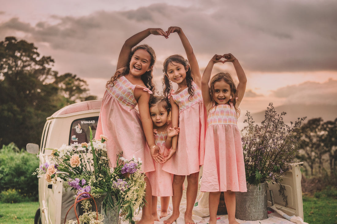 Girls Dress -  Ombre Popsicles with Pink Twirly Skirt and Adjustable Straps  - Baby, Toddler or Kid's Dress  - Handmade in Maui, Hawaii USA