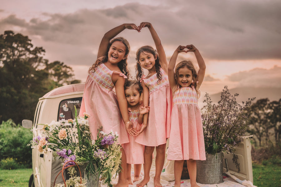 Girls Dress -  Ombre Popsicles with Pink Twirly Skirt and Adjustable Straps  - Baby, Toddler or Kid's Dress  - Handmade in Maui, Hawaii USA