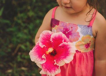 Girls Dress - Bright Multi Colored Hibiscus Print  - Toddler Dress - Baby Girl Dress - Small Batch Ethically Made in Maui, Hawaii USA