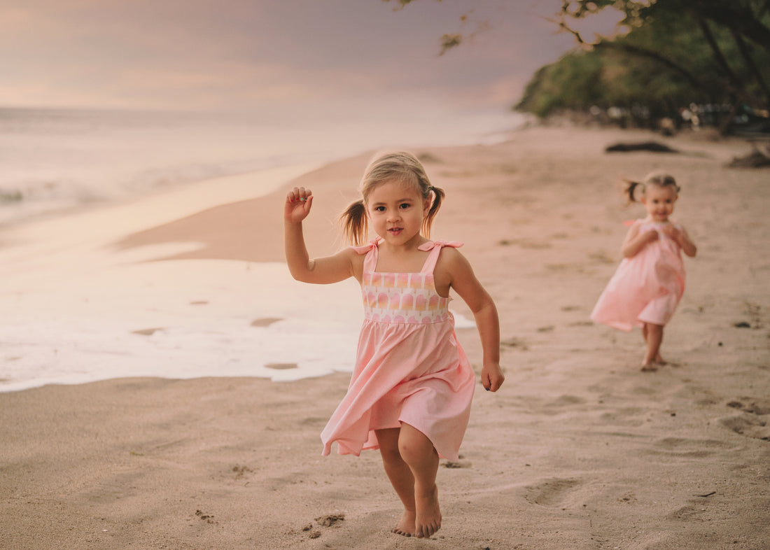 Girls Dress -  Ombre Popsicles with Pink Twirly Skirt and Adjustable Straps  - Baby, Toddler or Kid's Dress  - Handmade in Maui, Hawaii USA