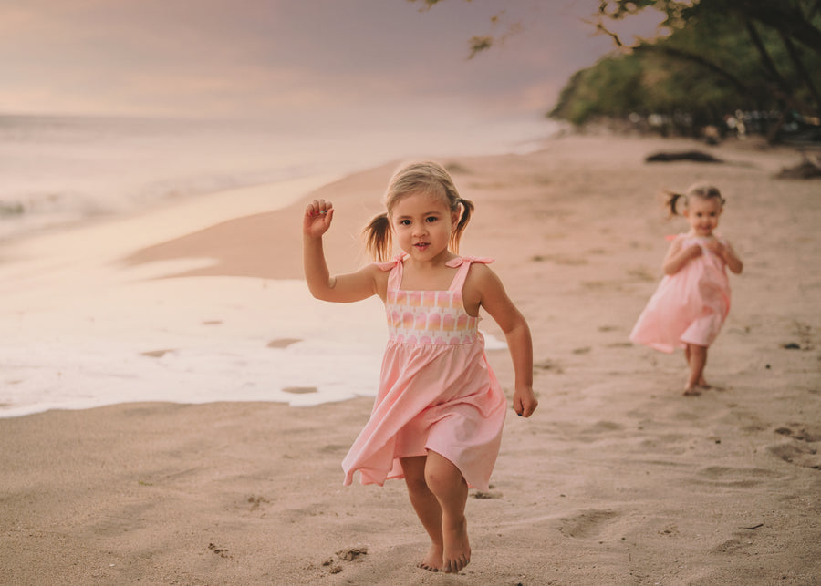 Girls Dress -  Ombre Popsicles with Pink Twirly Skirt and Adjustable Straps  - Baby, Toddler or Kid's Dress  - Handmade in Maui, Hawaii USA