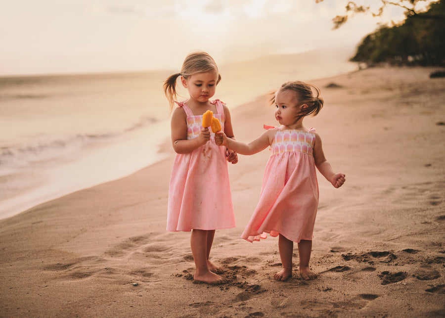 Girls Dress -  Ombre Popsicles with Pink Twirly Skirt and Adjustable Straps  - Baby, Toddler or Kid's Dress  - Handmade in Maui, Hawaii USA