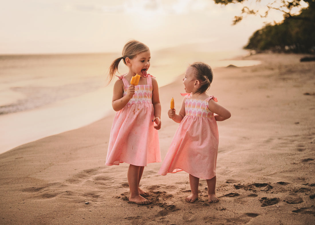 Girls Dress -  Ombre Popsicles with Pink Twirly Skirt and Adjustable Straps  - Baby, Toddler or Kid's Dress  - Handmade in Maui, Hawaii USA