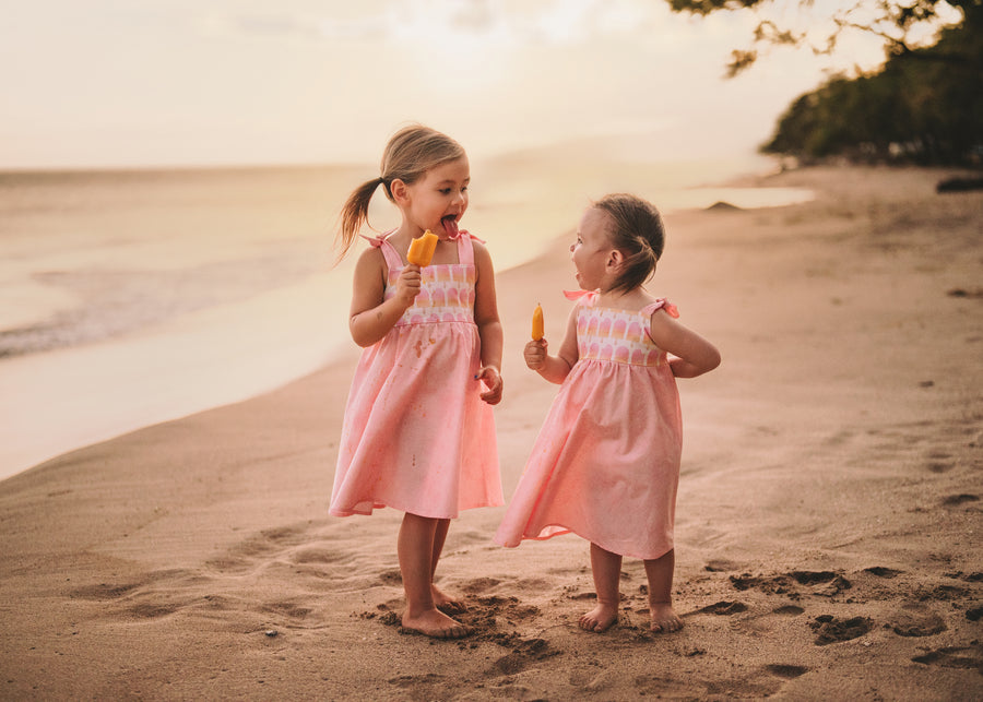 Girls Dress -  Ombre Popsicles with Pink Twirly Skirt and Adjustable Straps  - Baby, Toddler or Kid's Dress  - Handmade in Maui, Hawaii USA