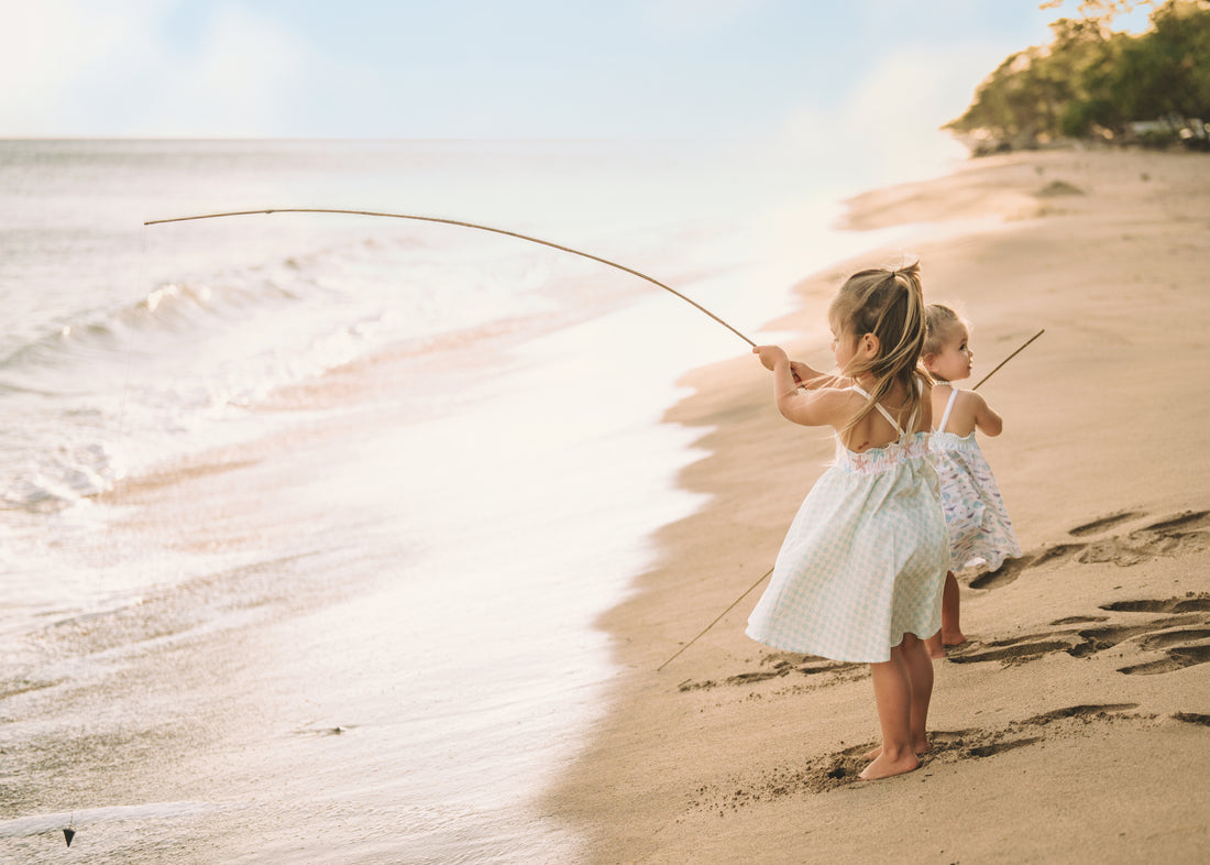 Girls Dress -  Starfish and Checkered Print  - Baby, Toddler or Kid's Dress  - Handmade in Maui, Hawaii USA