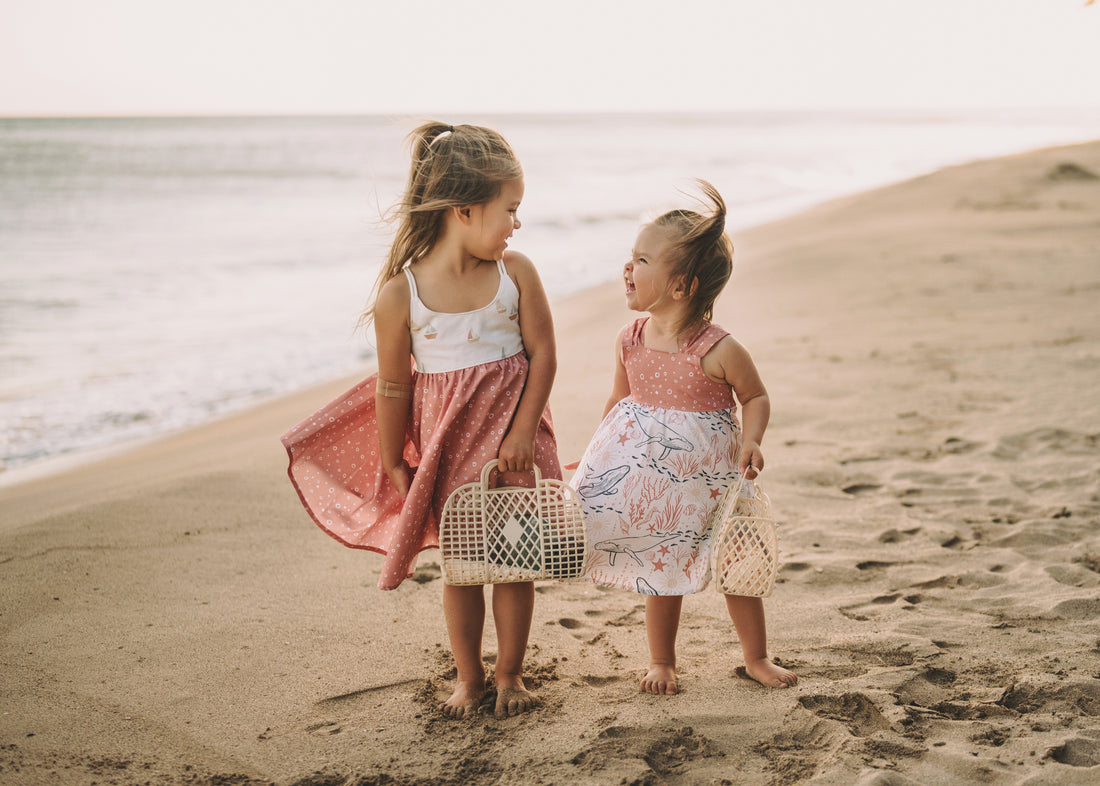 Girls Dress -  Sailboats Print Dress with Twirly Skirt  - Coastal Themed Baby, Toddler or Kids Dress  - Handmade in Maui, Hawaii USA