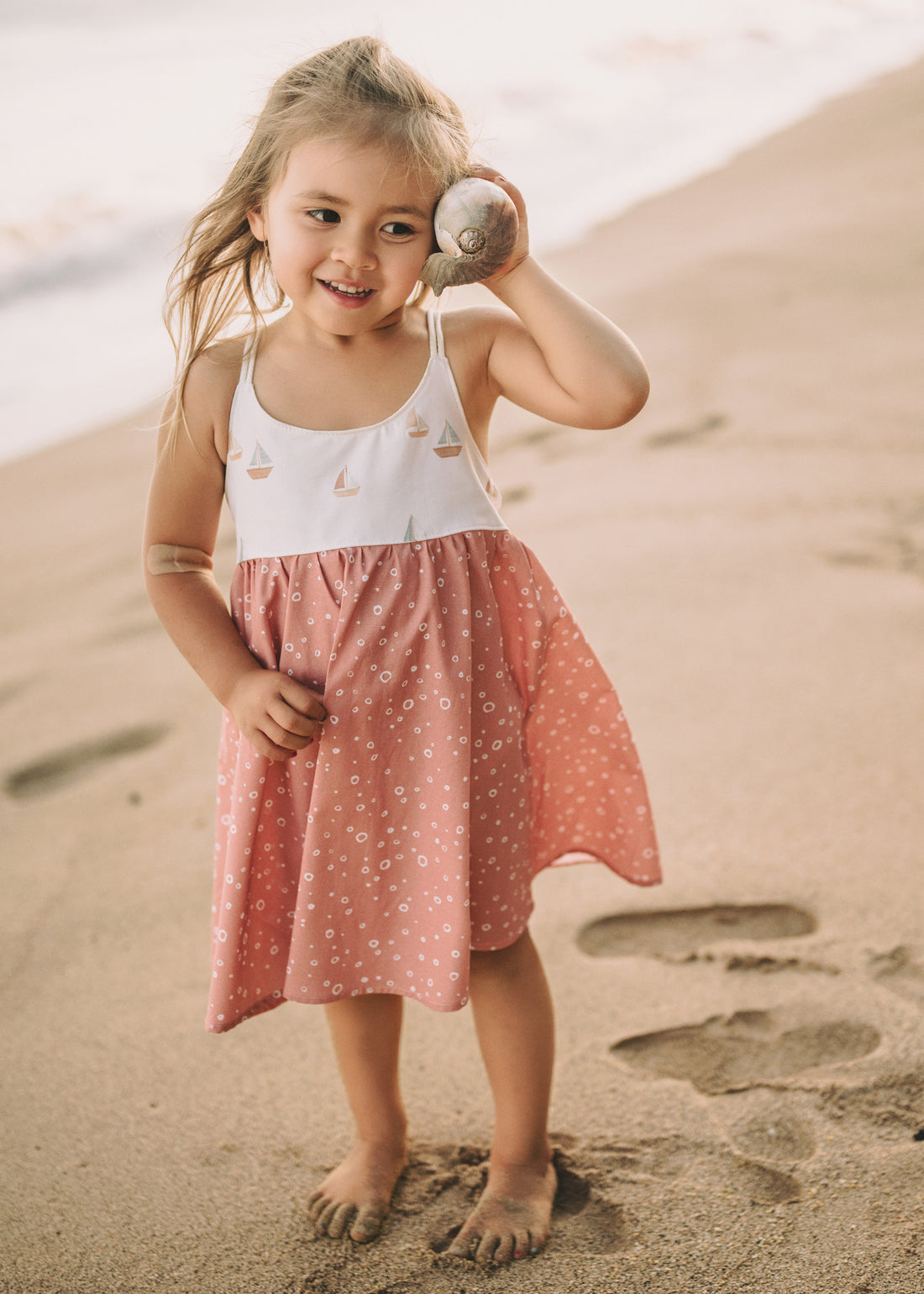 Girls Dress -  Sailboats Print Dress with Twirly Skirt  - Coastal Themed Baby, Toddler or Kids Dress  - Handmade in Maui, Hawaii USA
