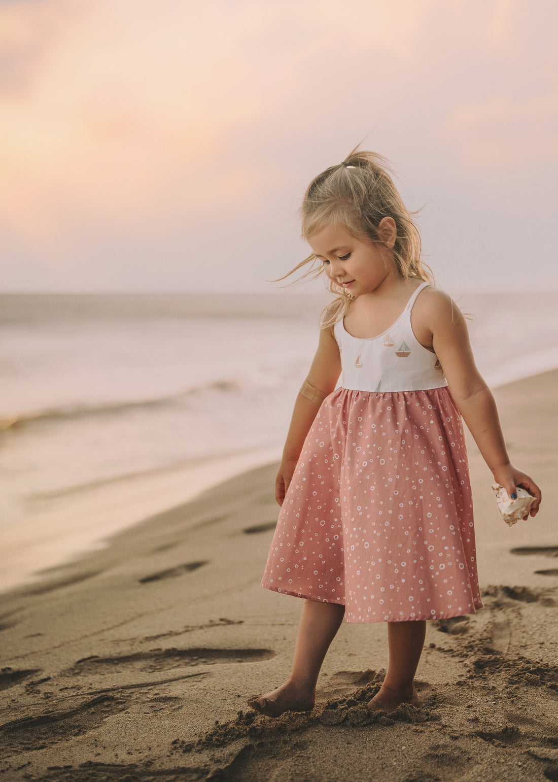 Girls Dress -  Sailboats Print Dress with Twirly Skirt  - Coastal Themed Baby, Toddler or Kids Dress  - Handmade in Maui, Hawaii USA