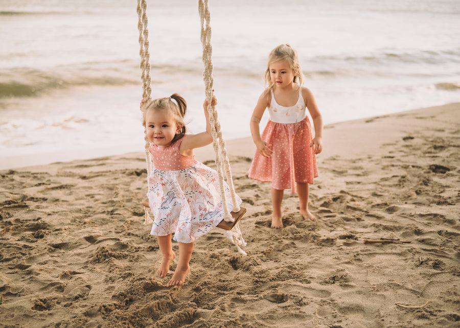 Girls Dress -  Ocean Friends Print Dress  - Coastal Themed Baby, Beach Ocean Loving Toddler or Kids Dress  - Handmade in Maui, Hawaii USA