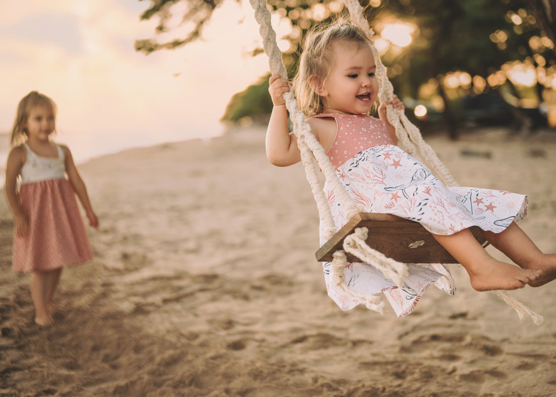 Girls Dress -  Ocean Friends Print Dress  - Coastal Themed Baby, Beach Ocean Loving Toddler or Kids Dress  - Handmade in Maui, Hawaii USA