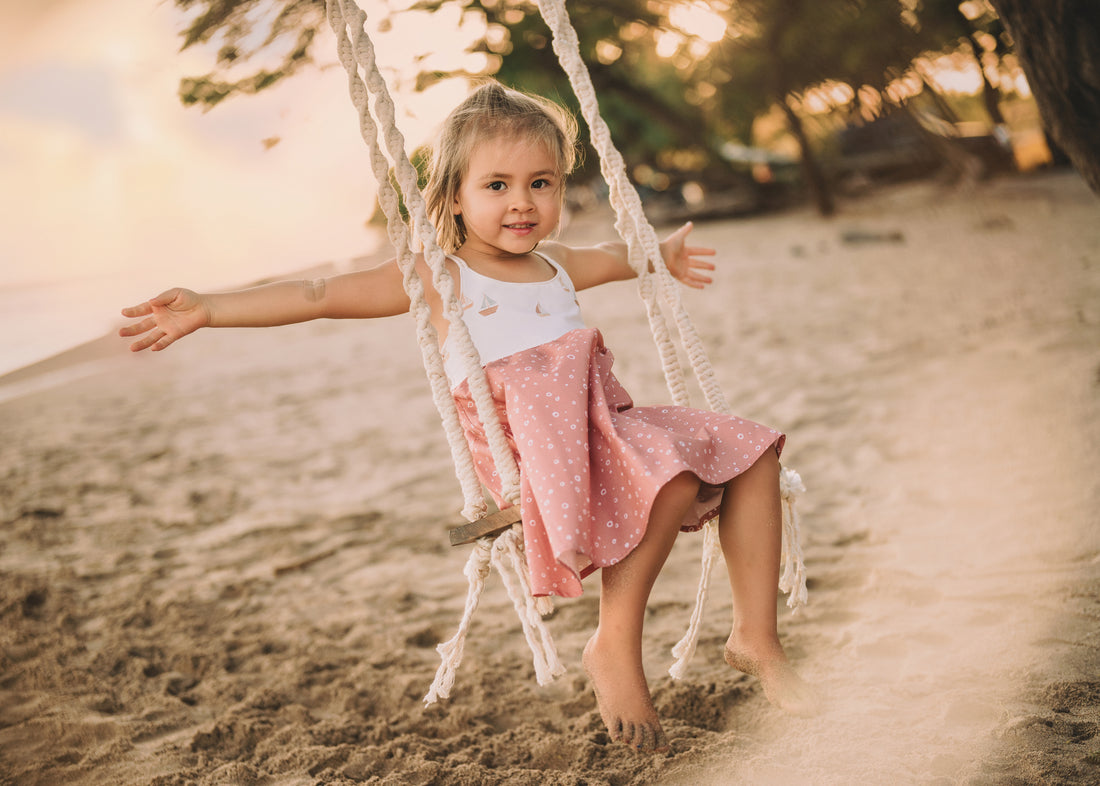 Girls Dress -  Sailboats Print Dress with Twirly Skirt  - Coastal Themed Baby, Toddler or Kids Dress  - Handmade in Maui, Hawaii USA