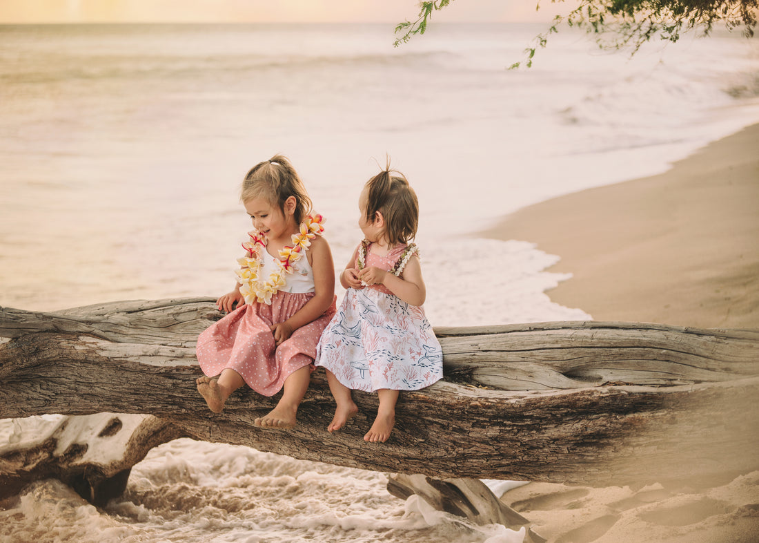 Girls Dress -  Ocean Friends Print Dress  - Coastal Themed Baby, Beach Ocean Loving Toddler or Kids Dress  - Handmade in Maui, Hawaii USA