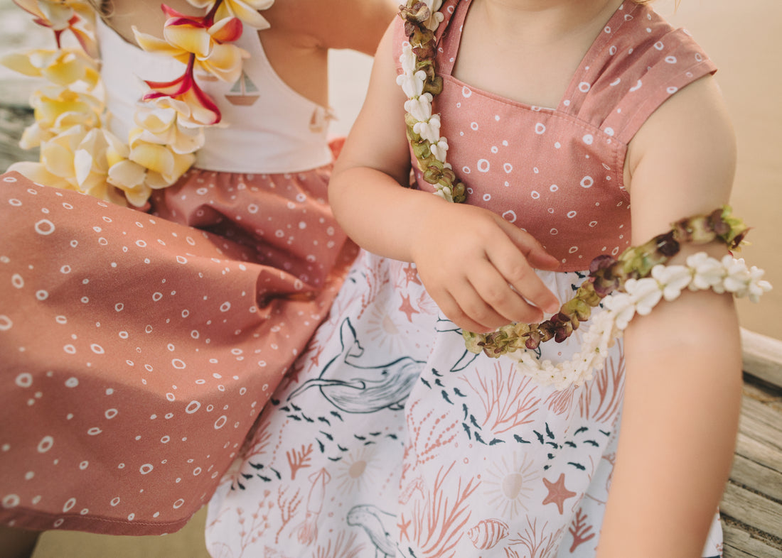Girls Dress -  Ocean Friends Print Dress  - Coastal Themed Baby, Beach Ocean Loving Toddler or Kids Dress  - Handmade in Maui, Hawaii USA