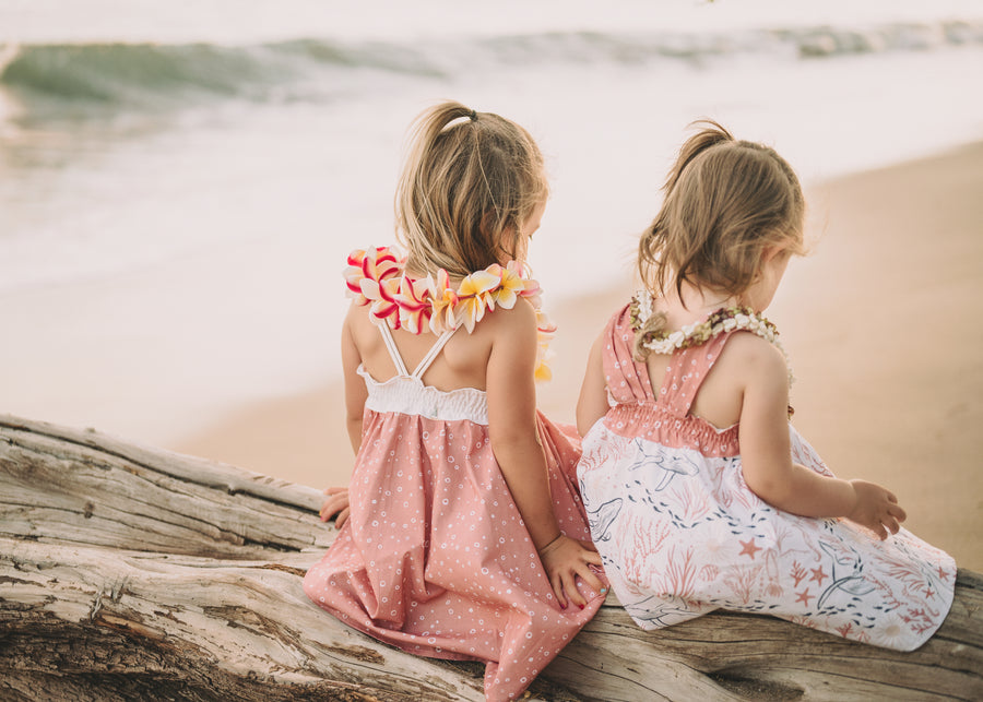 Girls Dress -  Sailboats Print Dress with Twirly Skirt  - Coastal Themed Baby, Toddler or Kids Dress  - Handmade in Maui, Hawaii USA
