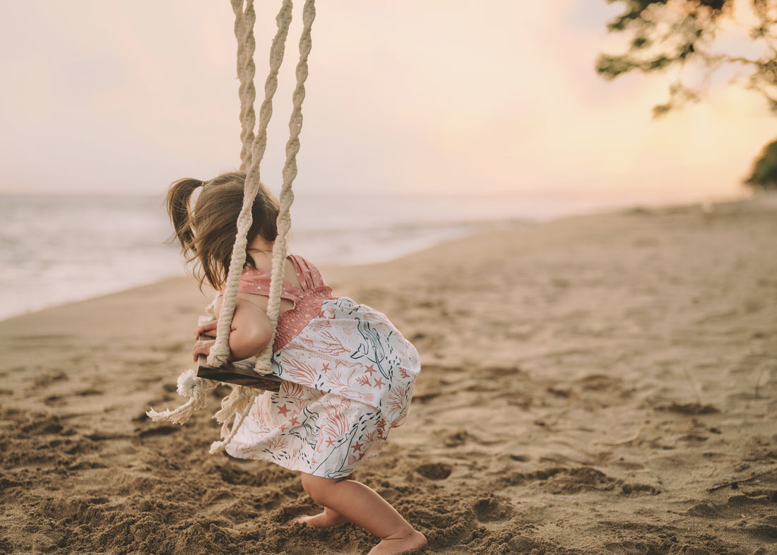 Girls Dress -  Ocean Friends Print Dress  - Coastal Themed Baby, Beach Ocean Loving Toddler or Kids Dress  - Handmade in Maui, Hawaii USA